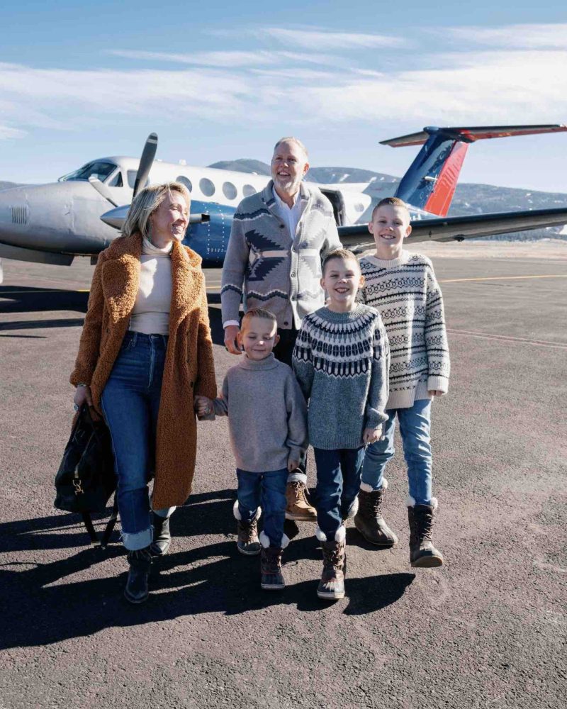 Angel Fire Family Coming Off Plane
